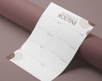 Workout Routine Weekly Planner Page, Instant Digital Download, Workout Plan