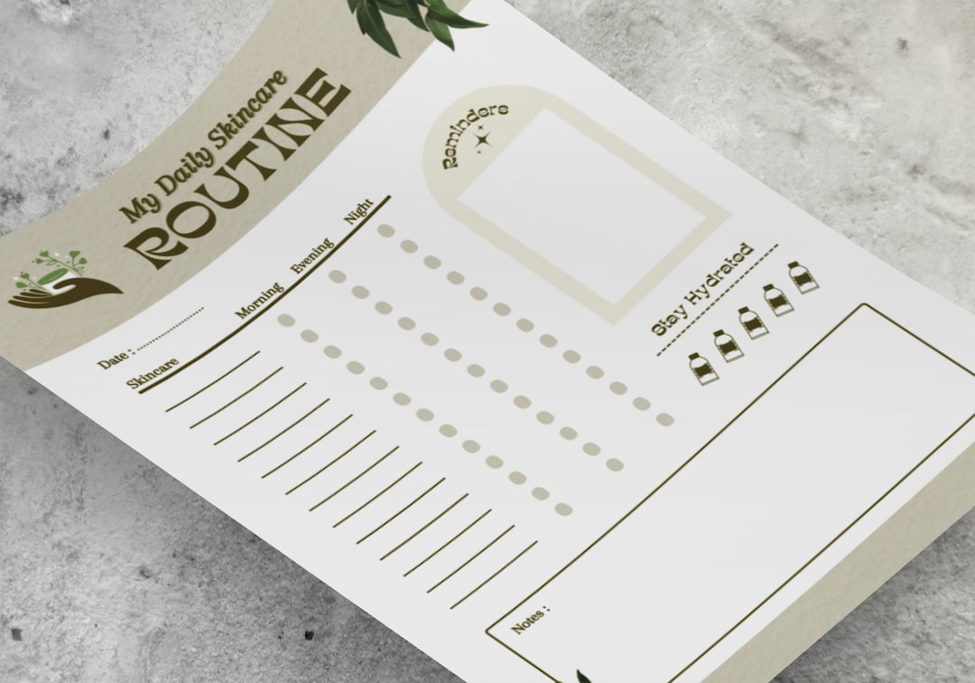 Daily Skincare Routine Page, Instant Digital Download, Simple Routine ...