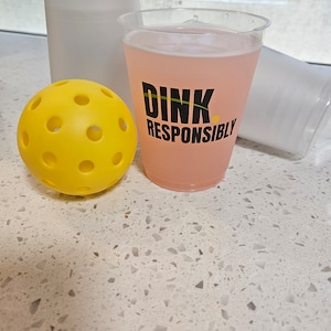 Pickleball Dinking Plastic Cups (Set of 10) | Pickleball Party Cups | Pickleball Frosted Plastic Dink Responsibly Cups | Pickleball Gifts