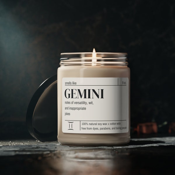 Gemini Zodiac Candle | Gemini Gift For Her | Gemini Birthday Gift | 9oz Soy Wax Candle | Home Décor | Horoscope | Astrology Candle