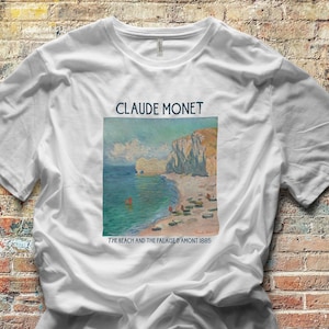 Monet The Beach And The Falaise D&#39;amont 1885 Artwork T-Shirt Claude Impressionist Painting - Gifts for Women - Girl&#39;s T-Shirt