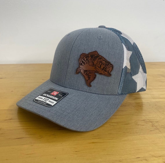 American Fisher Hat (Richardson 112, Fishing Hat, Handmade, Trucker Hat,  Leather Patch, Gift, Snapback, Custom, mens hat)
