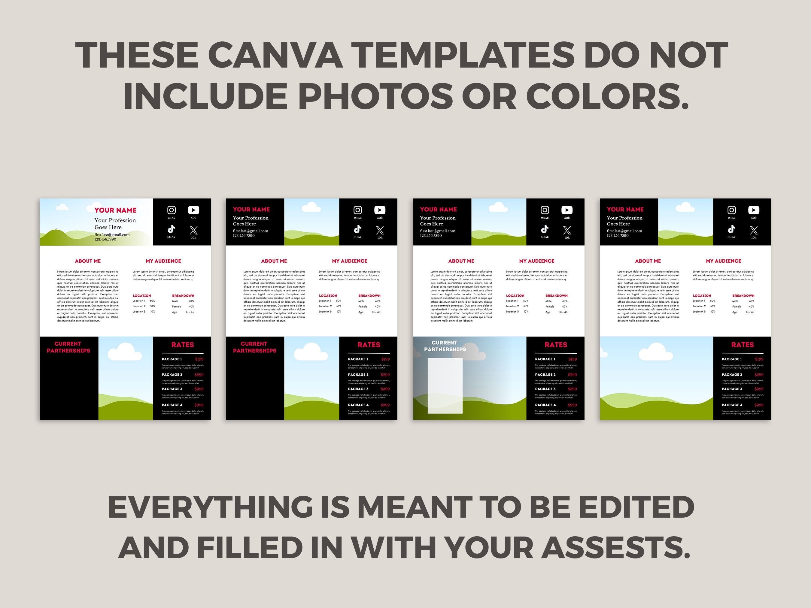 One Page Athlete Media Kit Canva Template / Influencer Etsy