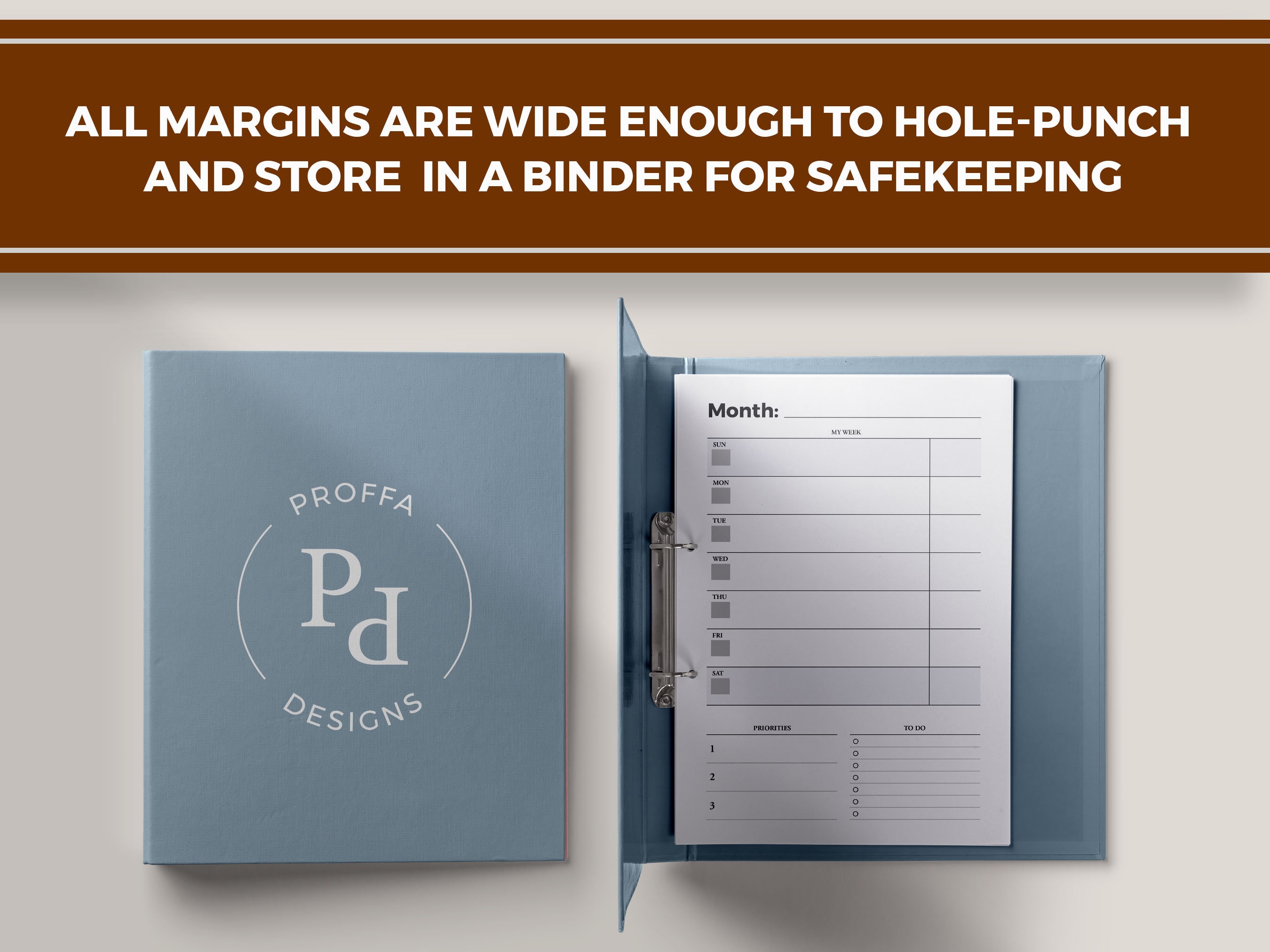 Undated Weekly Calendar / Printable Fillable Sunday and Monday Start ...