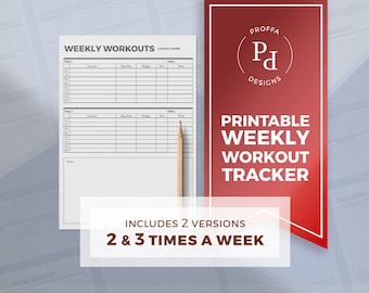 Druckbare wöchentliche Workout und Übung Training Vorlage / Heben Programm Log A4 und US Letter