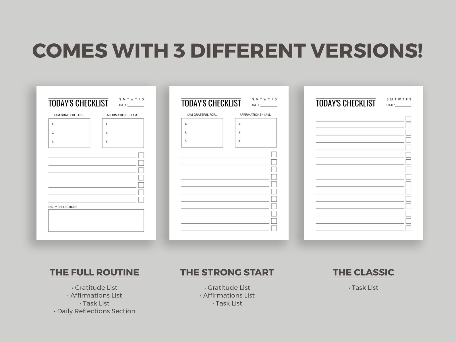 Affirmation Checklist Printable to Do Checklist / Routine Checklist Keeper / Daily Gratitude ...