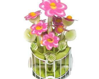 No.12 Pink Flowers Popup Card