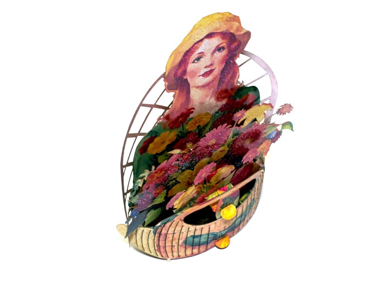 No.73 The Flower Girl In Green, Pop-up Greeting Card. imagen 7