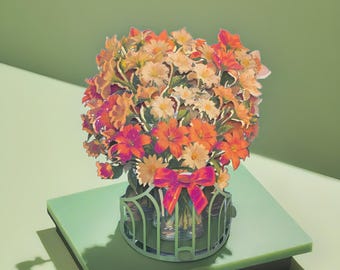 No.64 Bunch of Lilies, Pop-up Greeting Card Bouquet.