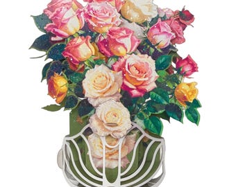 No.61 Bouquet Of White Roses, Pop-up Greeting Card