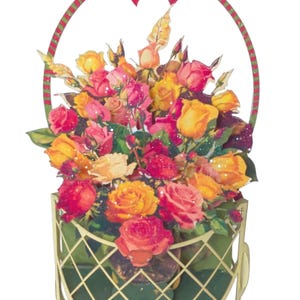 27 Basket Of Flowers, Bouquet, Popup Greeting Card
