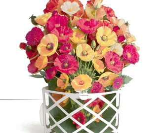 No 53 Poppies Bouquet, Pop-up flowers Greeting Card.