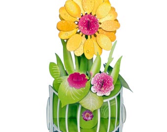 No.15 Green Mist Flower Popup Card