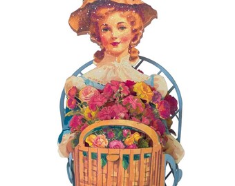 No. 62 The Flower Girl, Pop-up Greeting Card.