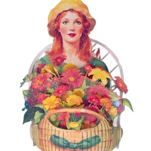 No.73 The Flower Girl In Green, Pop-up Greeting Card. imagen 1