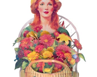 No.73 The Flower Girl In Green, Pop-up Greeting Card.