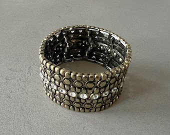 Wide cuff bangle for her gold metal bangle gold color cuff for woman vintage wide bangle gift for her statement jewelry gift for ladies cuff