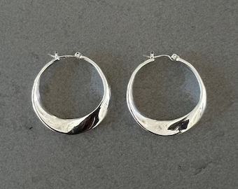 Hoop earrings for women silver color earrings gift for her hoops gift for woman vintage earrings vintage jewelry gift minimalist earrings