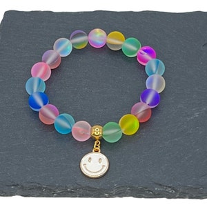 Happy face bracelet for little girl bracelet for toddler beaded bracelet glass beads little girl gift bracelet for daughter beaded jewelry