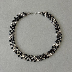 Black necklace for her vintage necklace black beaded necklace for woman vintage jewelry multiple strand necklace vintage choker necklace