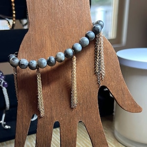 Quaste Fransen Armband Labradorit Naturstein für Schutzarmband für Heilung Armband Energiearmband Stressabbau Armband Franse