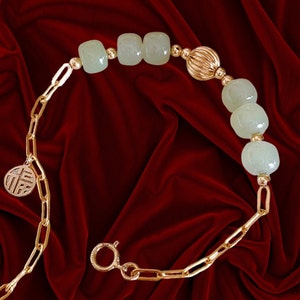 Jade Armband natürliche Jade Perlen vergoldet Armband Jade Edelstein Armband für sie handgemachte Schmuck grünes Armband Geschenk für ihr Geschenk