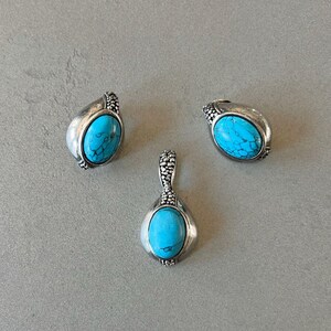 Turquoise pendant jewelry for women blue faux turquoise earrings for women blue pendant earring for her western jewelry vintage gift for mom