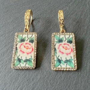 Floral earrings for her Vintage style earrings with flower earrings retro earrings flower vintage inspired earring rose dangle earrings gift
