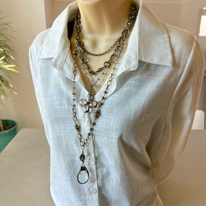 Multiple layered necklace layered chain necklace bohemian necklace multiple strands necklace with glass pendant necklace party necklace gift