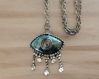 Boze oog hanger ketting voor haar boze oog charme boze oog sieraden cadeau voor haar labradoriet hanger geluk ketting spirituele sieraden cadeau
