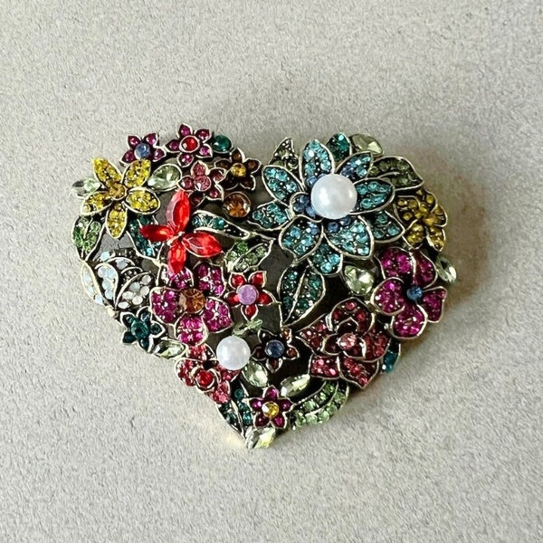 Heart brooch for her statement brooch gift for woman flower brooch for Valentine's gift for best friend gift love brooch for girlfriend gift