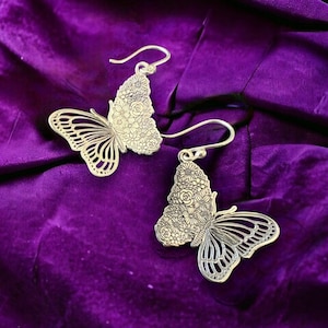 Butterfly earrings for her silver butterfly dangle earrings for butterfly lover sterling silver earring gift for woman real silver earrings