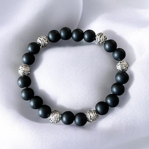 Black Obsidian Bracelet for Him Obsidian Bracelet Men Black Stone Jewelry Masculine Bracelet Beaded Bracelet Gift for Men Masculine Jewelry