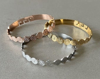 Saint Benedict protection bangle for her religious bracelet St Benedict charm bracelet bangle gift woman religious jewelry rose gold bangle