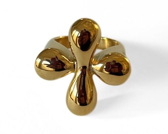 Großer Ring für Frau Blume Ring Geschenk minimalistische Ring Geschenk für Freundin Statement Ring Gold Metallring für Party Schmuck trendy eleganter Ring