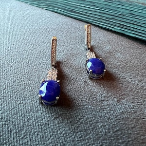 Earrings blue sapphire drop earring gemstone blue sapphire designer jewelry silver earring blue sapphire gift for her sapphire jewelry gift