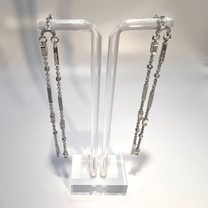 Elegant minimalistic earrings, extra-long drop earrings, minimalist earrings, fringe earrings, silver earrings, statement earrings, gift