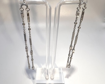 Elegant minimalistic earrings, extra-long drop earrings, minimalist earrings, fringe earrings, silver earrings, statement earrings, gift