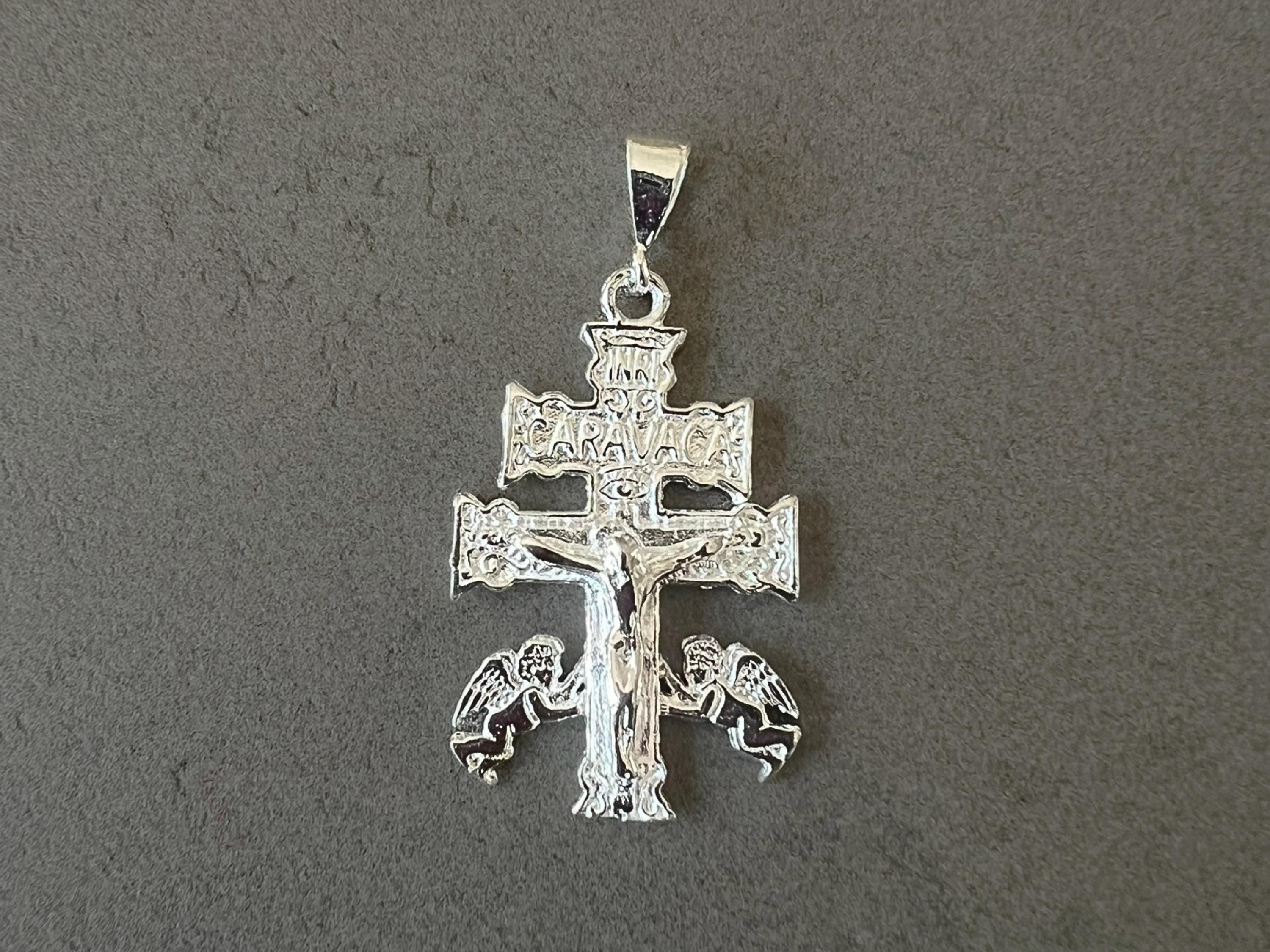 14k Gold Plated 925 Sterling Silver La Cruz De Caravaca Cross Pendant – 2.5" With CZ
