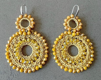 Yellow earrings for her Boho earrings for women Beaded Drop earrings bohemian dangle earrings gift for her party earrings bohemian earrings