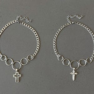 Punk Necklace for Women, Punk Cross necklace for Men, Stainless Steel Necklace, Punk Jewelry Gift for Her, Gothic Necklace Gifts for Him