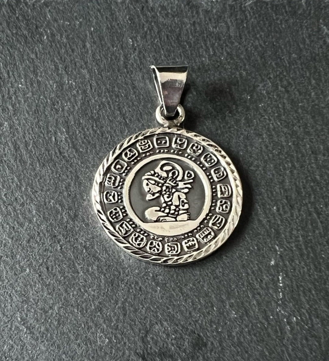 Mayan Calendar Pendant Mayan Calendar Handmade Pendant for Him Silver Mayan Calendar Pendant Mayan Calendar Handmade Pendant for Him Silver
