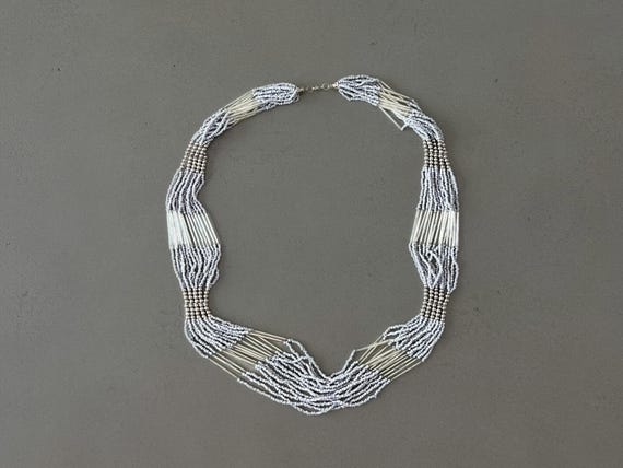 Threaded necklace beaded statement necklace for h… - image 3