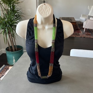Thread necklace beaded statement necklace long necklace for her colorful necklace gift for woman bib necklace statement necklace for mother