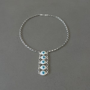 Eye pendant necklace for her spiritual necklace for women blue eye pendant evil eye lariat necklace protection jewelry eye ladder necklace
