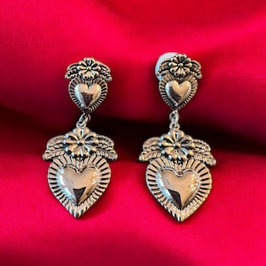 Sacred Heart Earrings Gift for Her Sterling Silver Earrings Religious Jewelry Catholic Jewelry Her Heart Earrings Faith Jewelry Sacred Heart