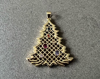 Christmas pendant Christmas tree pendant for Christmas jewelry gold color pendant Xmas charm fun Xmas tree charm gift for woman Xmas jewelry