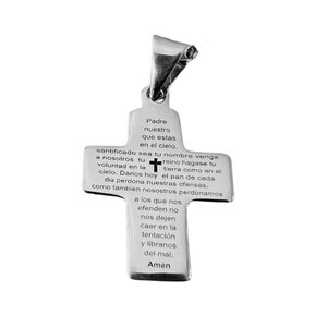 Kruishanger met het Lords-gebed hanger cadeau voor doop sieraden Onze Vader bid hanger in het Spaans kinderen eerste communie cadeau religieus