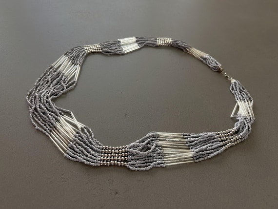 Threaded necklace beaded statement necklace for h… - image 6