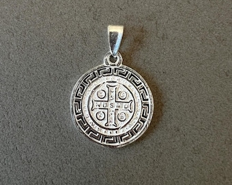 Saint Benedict medal for her St Benedict pendant for him sterling silver St Benedict jewelry protection pendant gift religious jewelry gift